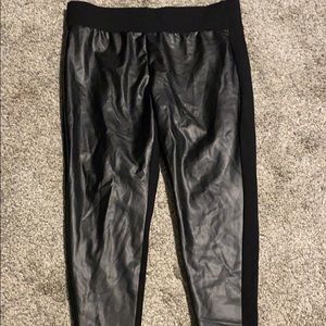 Faux leather ponte pants